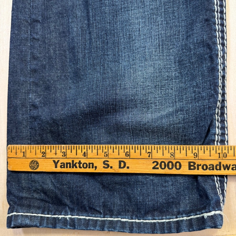 Rock Revival Mens Caesar Relaxed Straight Dark Wash Jeans Size 38 - Picture 4 of 12
